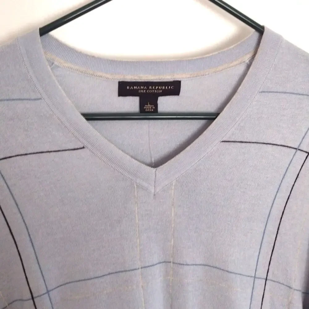 NWT Banana Republic Silk Cotton Men's Sweater Size L Preppy Casual Office Light
